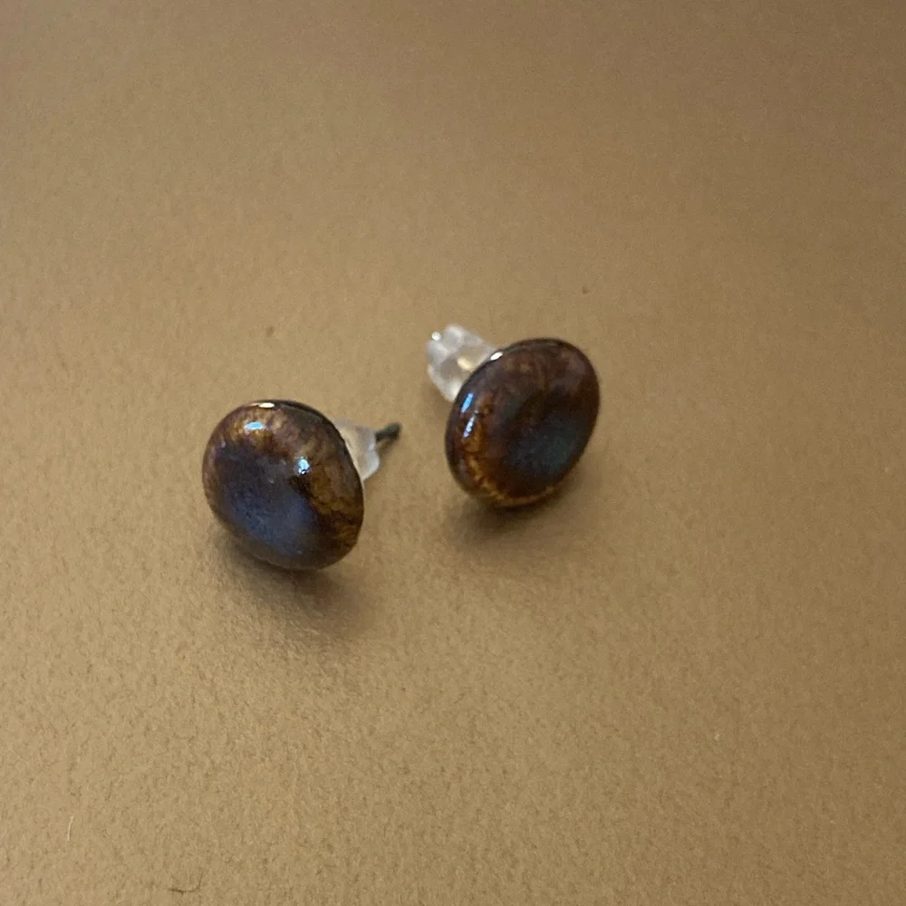 Brown Ceramic Stud Earrings